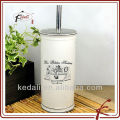 white glaze colored decal ceramic black toilet brush holder